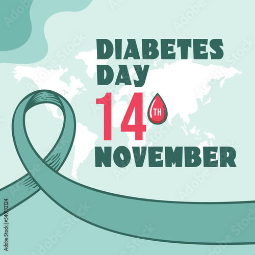 hand drawn flat world diabetes day illustration