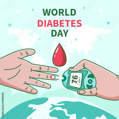 hand drawn flat world diabetes day illustration