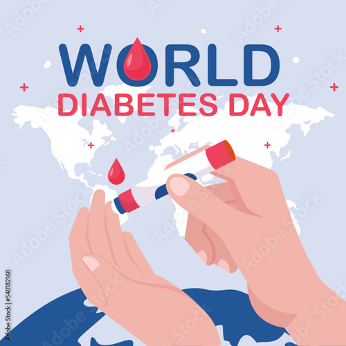 hand drawn flat world diabetes day illustration