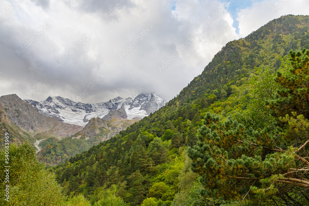 Obraz premium North Caucasus, high mountains of Ossetia, Glacier in the mountains.