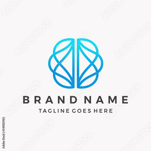 Brain Artificial Intelligence Logo, AI technology design vector icon illustration