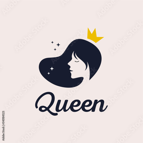 Beauty queen logo design vector illustration