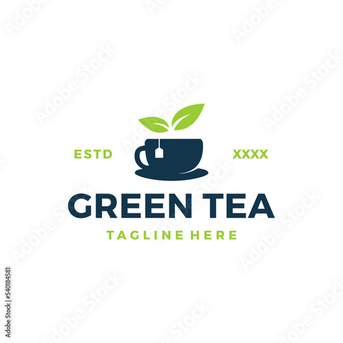 Green tea logo design vector illustration