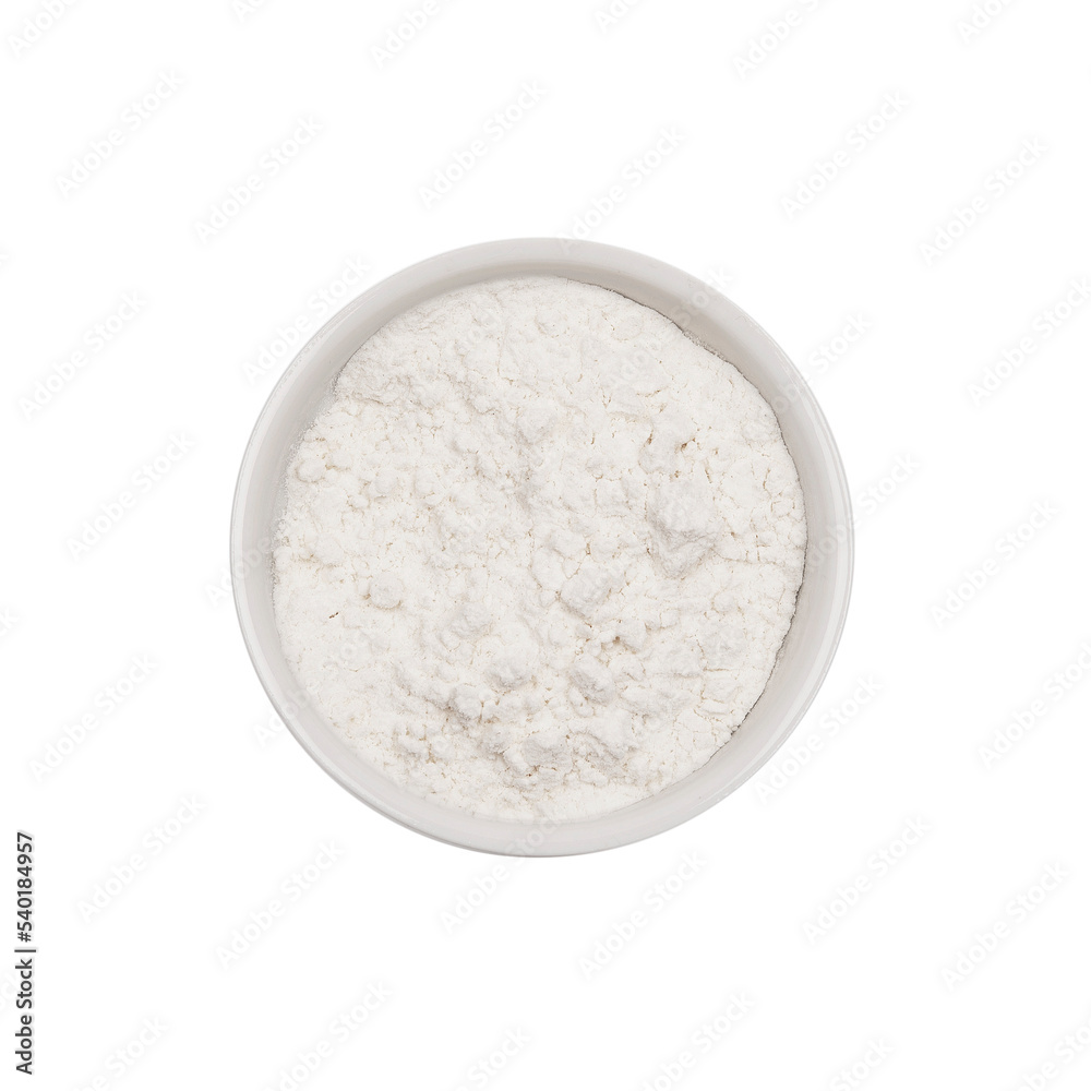 Flour. Isolated. Cake ingredients collection. In a bowl. Top view. Transparent background. Flour. Isolated. Cake ingredients collection. In a bowl. Top view. Transparent background.