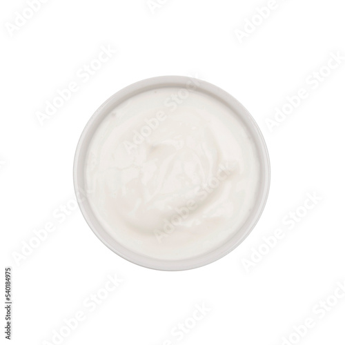 yogurt. Isolated. Cake ingredients collection. In a bowl. Top view. Transparent background. Yoghurt. Yaourt.
