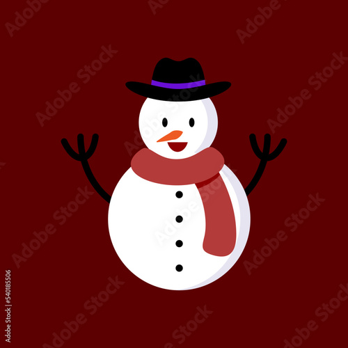 cute snowman wearing hat with scarf design illustration isolated on background