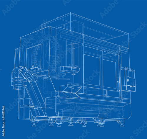 Metalworking CNC milling machine. Vector