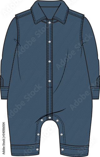 KIDS WEAR DENIM ALL IN ONE ROMPER SUIT VECTOR