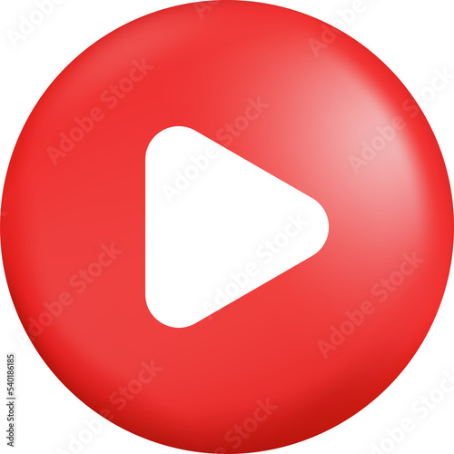 Video playing button icon symbol. 3d banner. Red botton digital marketing web.