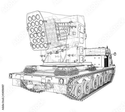 Military track missle system. Vector