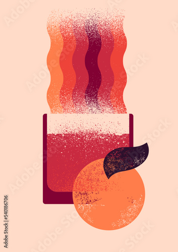 Cocktail typographical vintage style grunge poster or menu design. Negroni glass and orange. Retro vector illustration.	
