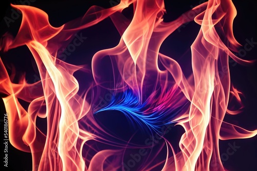 Red flames in curves on a black background