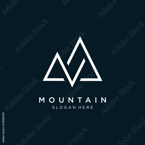 Simple vector logo in a modern style. Top of the mountain in the form of letter M.