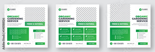 Social media banner for Gardening, Farming, Agriculture, Landscaping Care & Organic Farm. Agro farm service social media post or web banner template. Lawn and gardening service social media template.