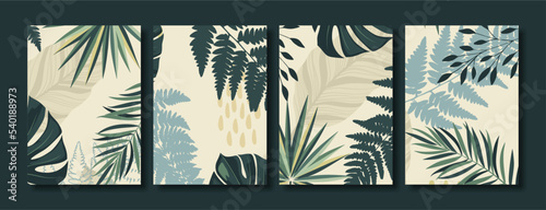 Botanical wall art vector set. Abstract Plant Art design for print, cover, wallpaper, Minimal and  natural wall art. Vector illustration.