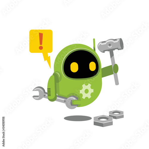Playful robot illustration for website under maintenance.