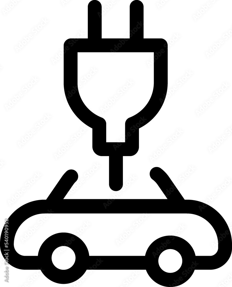Electrical automobile cable contour and plug charging black symbol. Electrical automobile cable contour and plug charging black symbol.