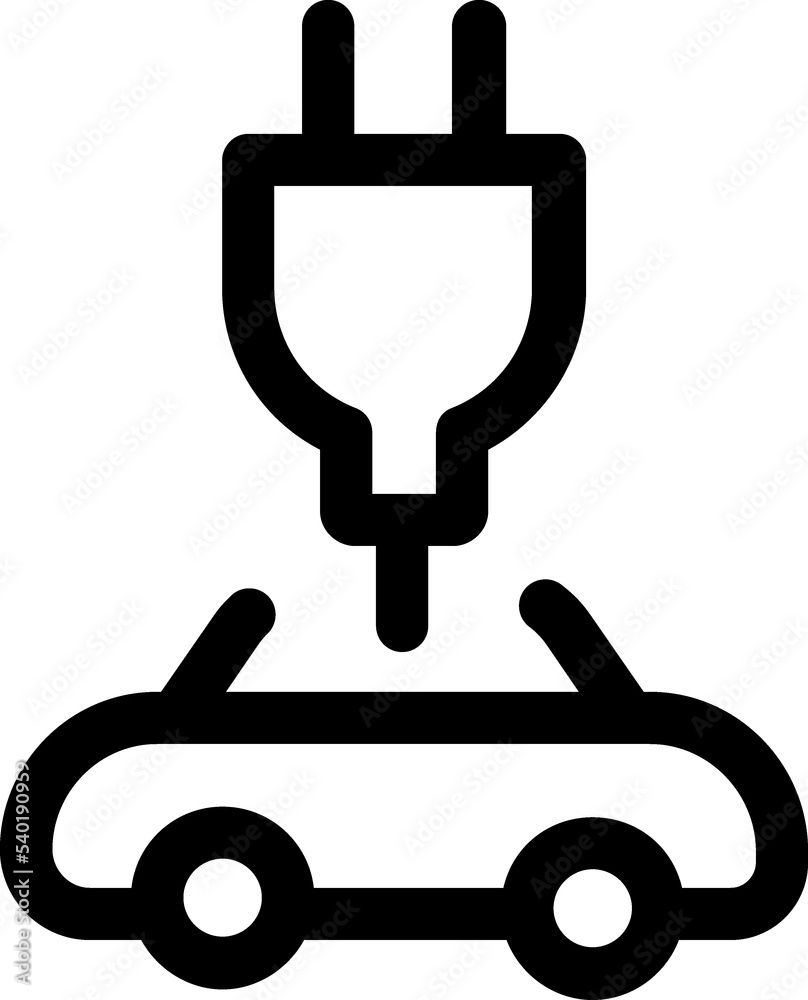 Electrical automobile cable contour and plug charging black symbol. Electrical automobile cable contour and plug charging black symbol.
