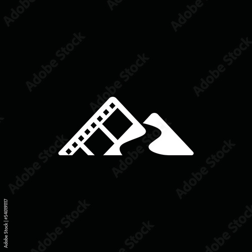 a logo for the film industry. with a mountain symbol and a film roll