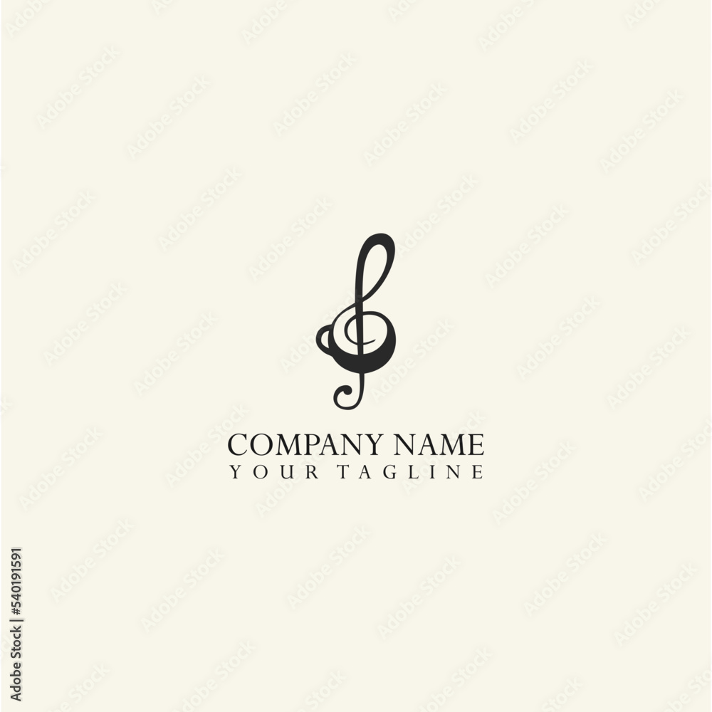 Obraz premium Coffee , cafe, music cup Logo mug icon Template vector icon design