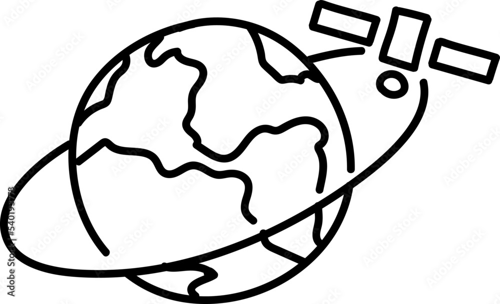 Satellite orbiting earth icon hand drawn vector illustration Satellite orbiting earth icon hand drawn vector illustration