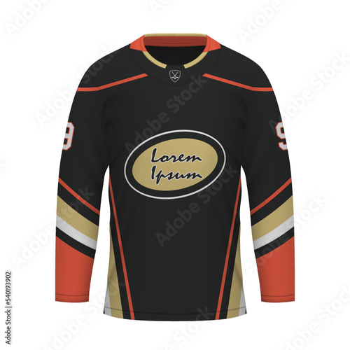 Realistic Ice Hockey shirt of Anaheim, jersey template