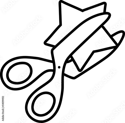 Star cutting scissor icon hand drawn vector illustration