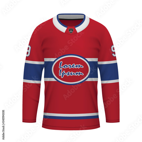 Realistic Ice Hockey shirt of Montreal, jersey template photo