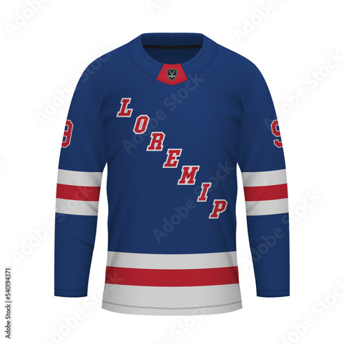 Realistic Ice Hockey shirt of New York, jersey template