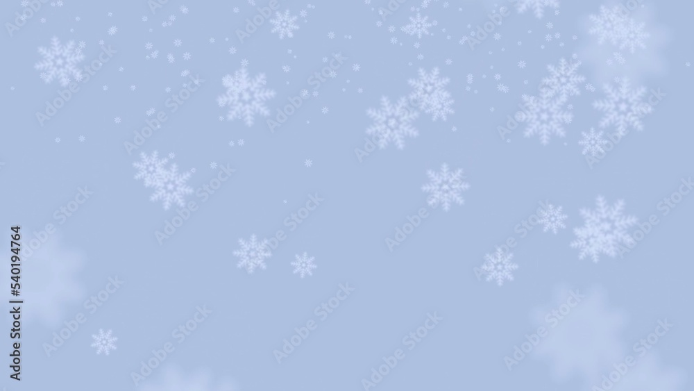 冬空に雪の結晶が舞う背景素材　ホワイトグレー