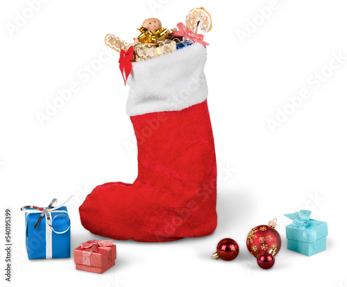 Cuadro en lienzo Christmas Stocking Full of Presents and Goodies