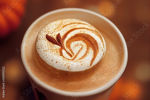 Cup of cappuccino pumpkin space latte 