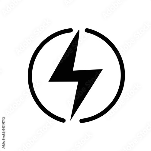 Flash thunderbolt Template vector icon illustration  Lightning isolated vector icon. Electric bolt flash icon. Power energy symbol. Thunder icon. Circle concept.