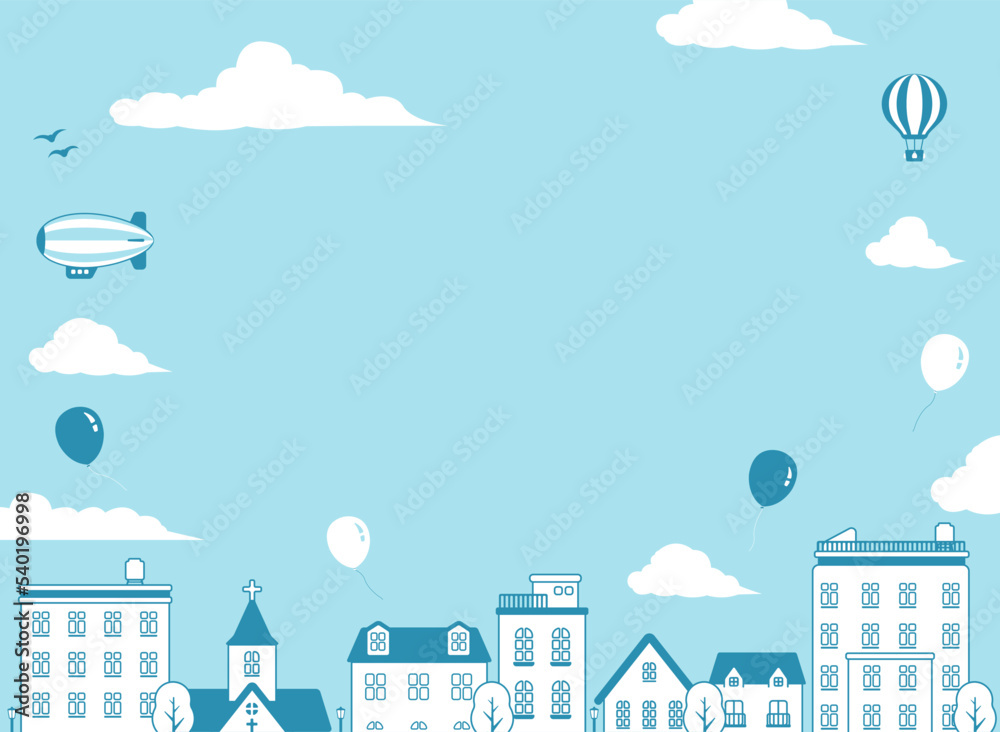 Modern cityscape, town street vector banner illustration ( text space )
