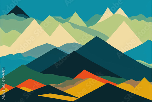 abstract mountain landscape poster, nature wall decor. © Oleksii
