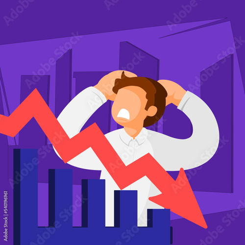 illustration about graphic economic falling down due to recession