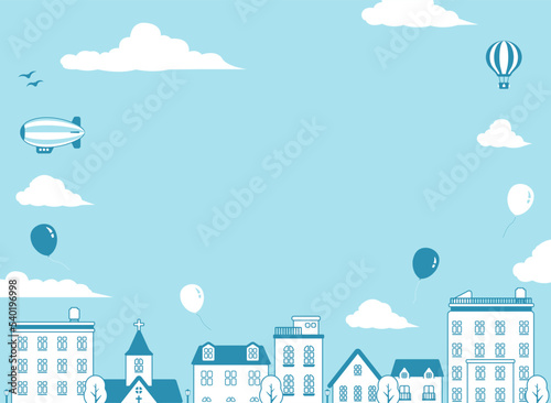 Modern cityscape, town street vector banner illustration ( text space )