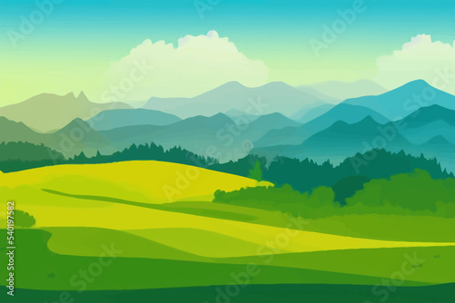 green nature landscape scenery banner background paper