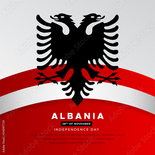 Albania Independence Day design vector with silhouette of soldier and wavy flag background