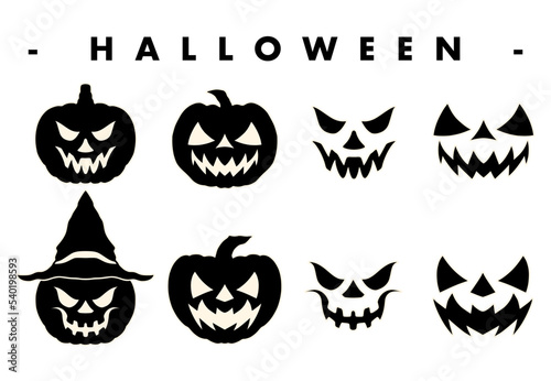 halloween scary pumpkin icons bundle set