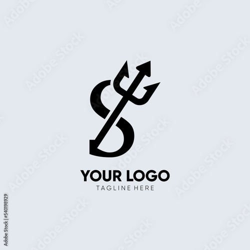 Letter S Trident Logo Design Icon Vector Emblem Graphic Illustration