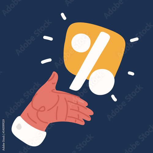 Cartoon vector illustration of percentage hand
