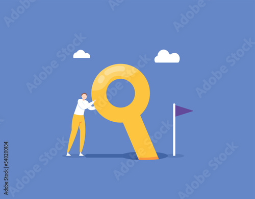 Key Performance Indicators. The key to success and achieving business targets. open up opportunities. Entrepreneurs use the golden key to reach their targets and unlock business success. illustration