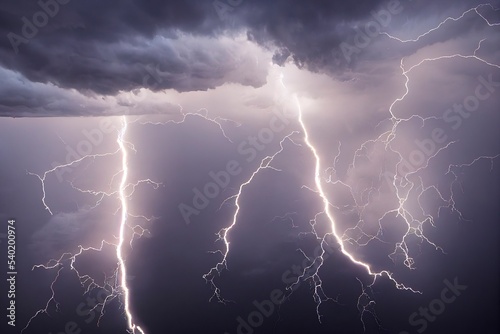 Sky and clouds with lightning.