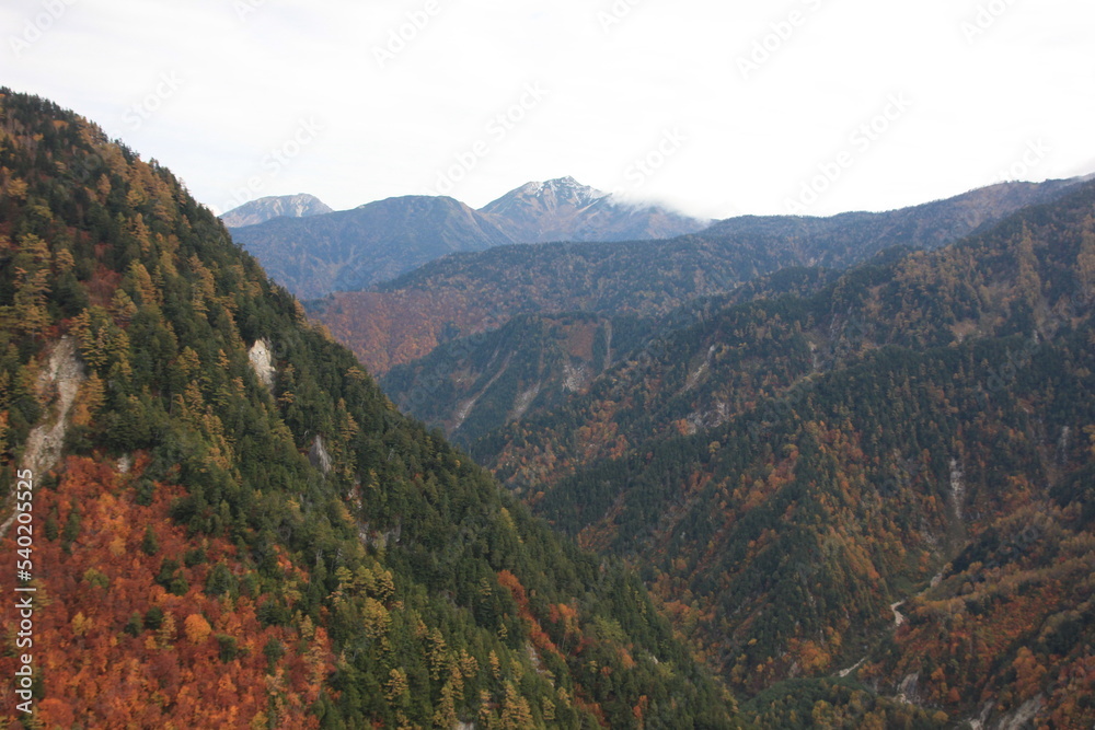 秋の黒部。大観峰からの風景。左から五竜岳・牛首岳・鹿島槍ヶ岳・布引山