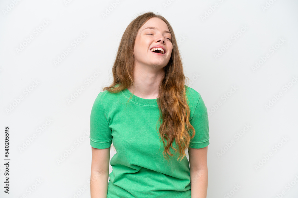 Young pretty woman isolated on white background laughing Young pretty woman isolated on white background laughing
