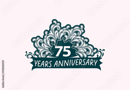 75 years anniversary logo and sticker design template