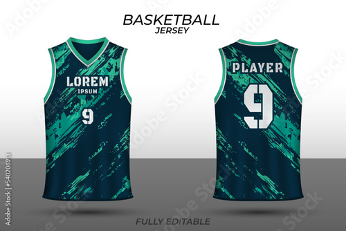 Basketball jersey design template. Uniform front and back. Sports jersey vector.