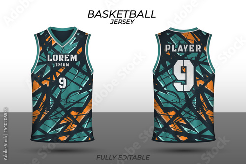 Basketball jersey design template. Uniform front and back. Sports jersey vector.