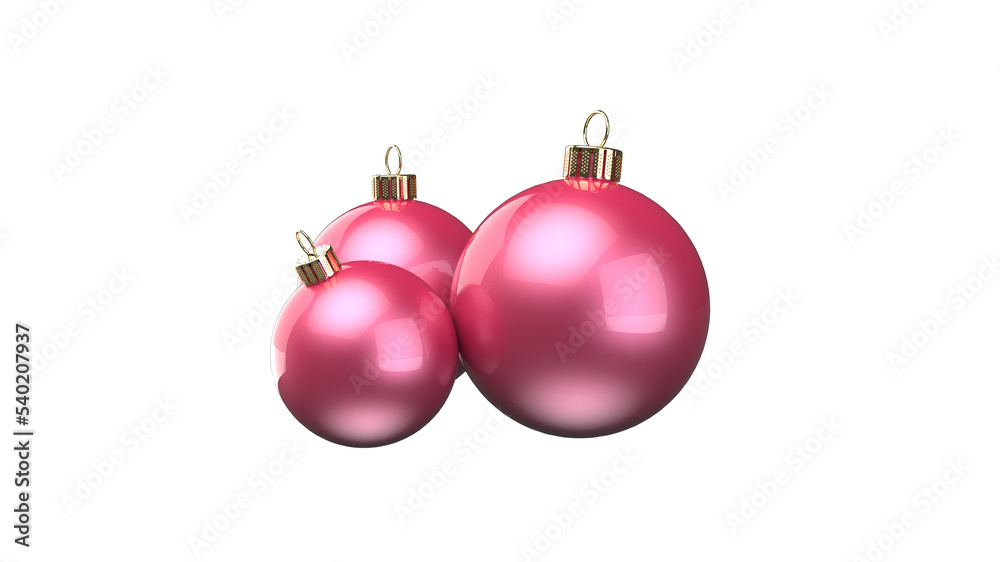 beautiful glossy pink colored group of christmas balls 3D-illustration rendering isolated beautiful glossy pink colored group of christmas balls 3D-illustration rendering isolated